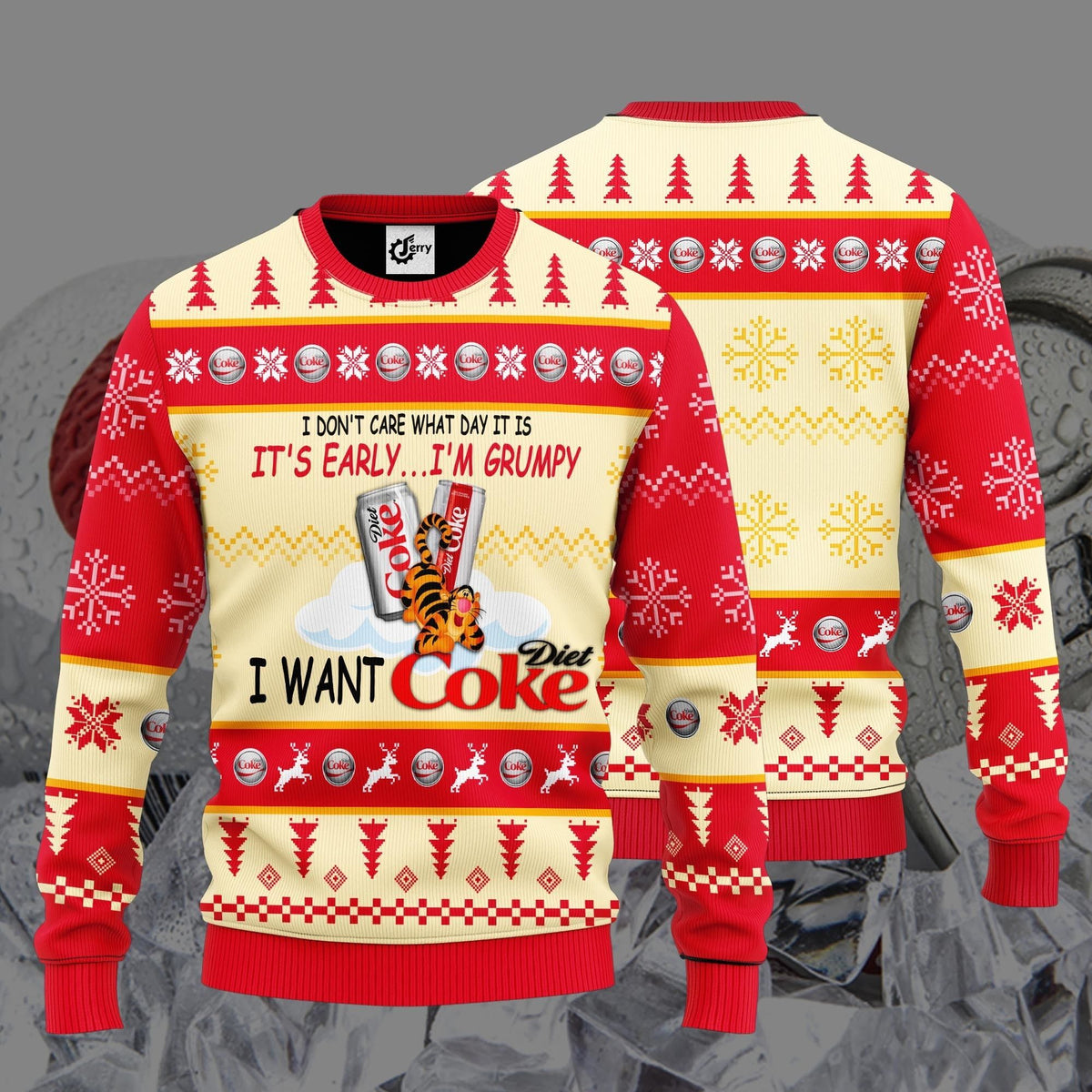 I Don’T Care What Day It Is It’S Early I’M Grumpy I Want Diet Coke Ugly Christmas Sweater