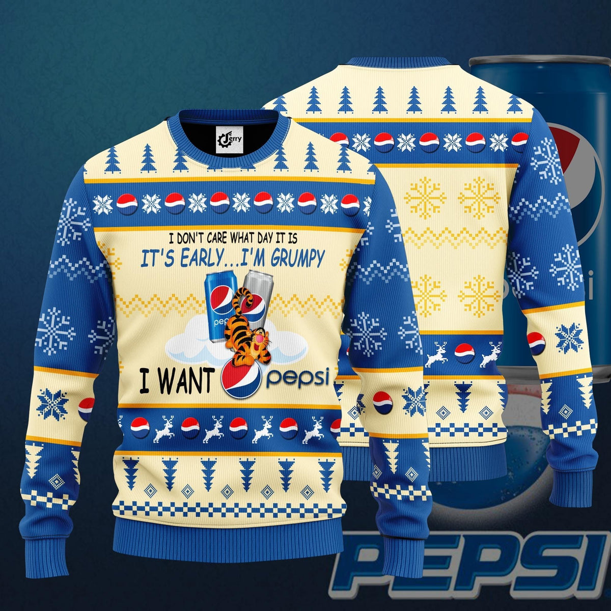 I Don’T Care What Day It Is It’S Early I’M Grumpy I Want Pepsi Ugly Christmas Sweater