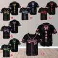 Personalized Team Name Number Bow Ribbon Baseball Jersey, Custom Cheer Baseball Jersey, Glitter Jersey (Printed Glitter, Not Glitter Fabric)