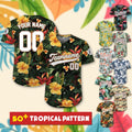 Personalized Hawaiian Baseball Jersey with Team Name Number, Custom Hawaii Floral Shirt for Men Women Youth Kid Jersey Button Down Shirt