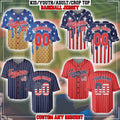 Personalized USA Baseball Jersey, Custom 4th of July Independence Day Patriotic Shirt with Name & Number, Red White Blue Striped Jersey