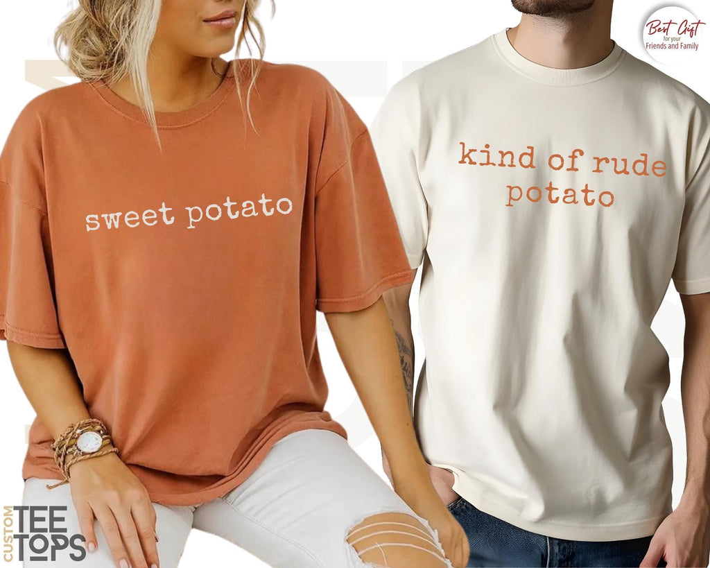 Comfort Colors Thanksgiving Couples Potato Kind Rude Potato Matching Thanksgiving Fall Couple Tees (2)