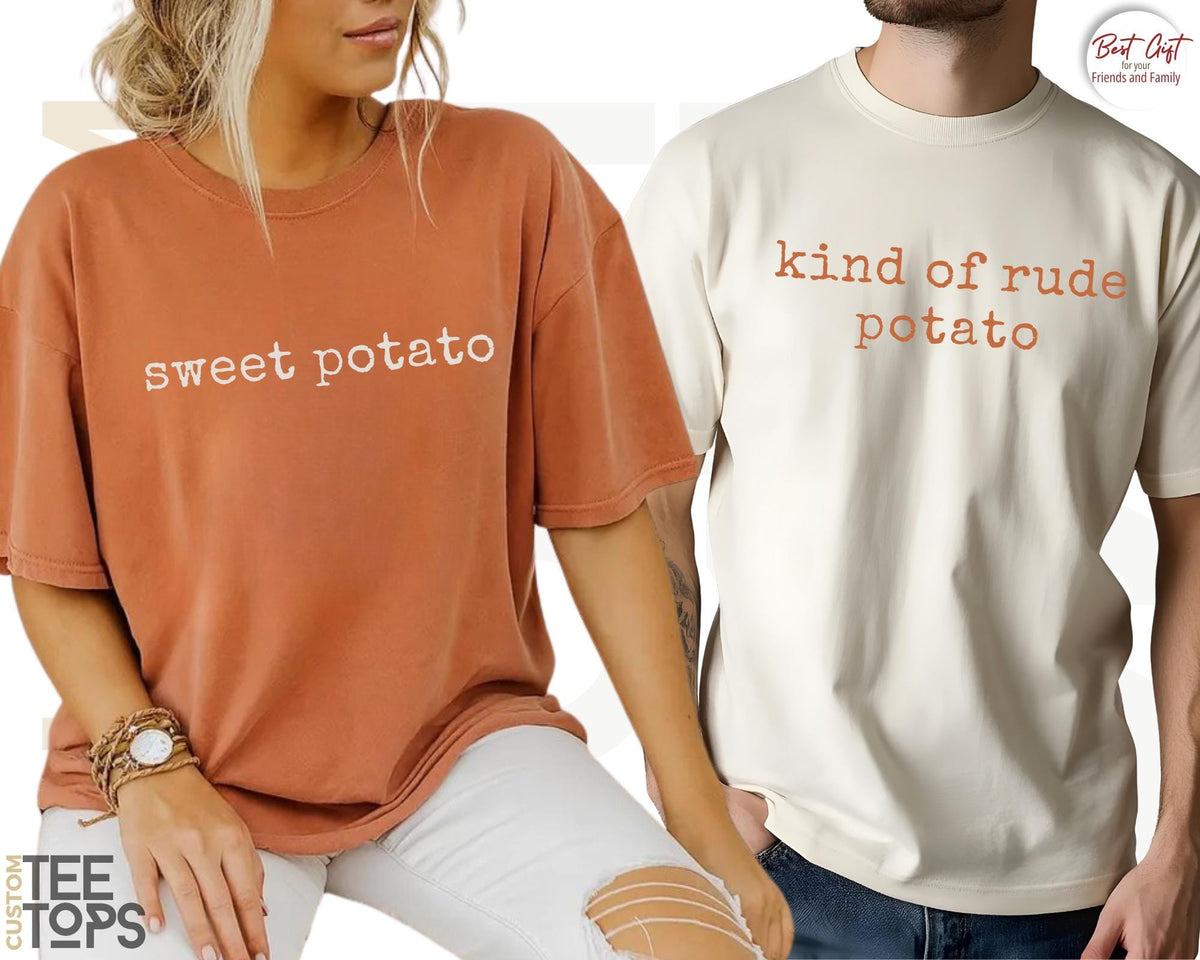 Comfort Colors Thanksgiving Couples Potato Kind Rude Potato Matching Thanksgiving Fall Couple Tees (2)