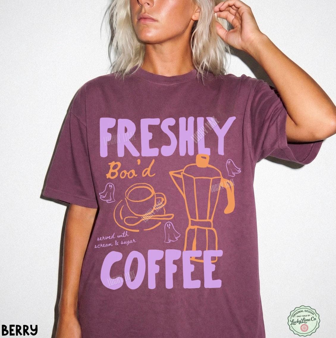 Comfort Colors Halloween Coffee Freshly Boo Coffee Ghos Skeleton Halloween Coffee Lover Spooky (2)