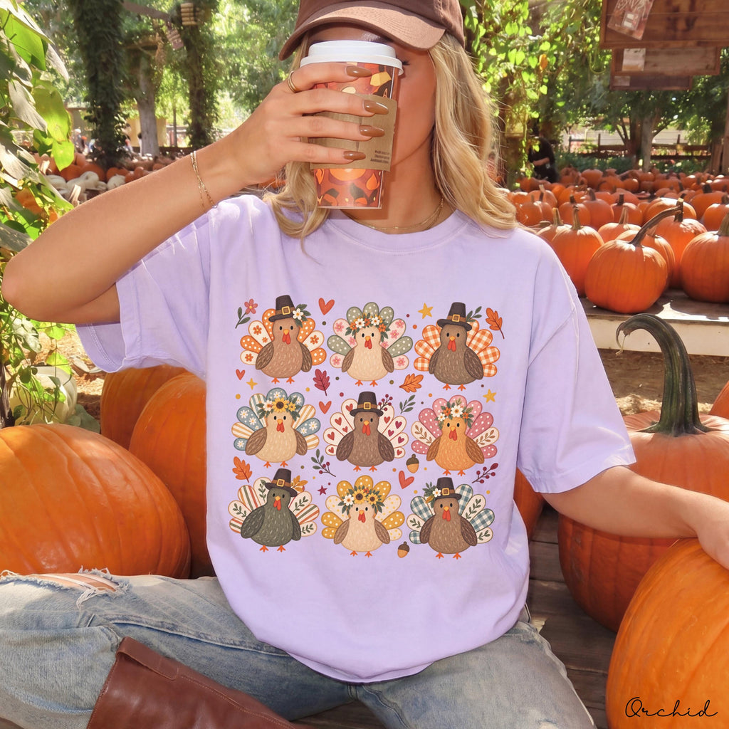 Comfort Colors Boho Turkey Thanksgiving Wild Turkey Tee Give Thanks Preppy Fall 39 Autumn Season (5)