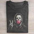 Michael Myers Peace Halloween Bubble Gum Tee Spooky Season Horror Movie (1)