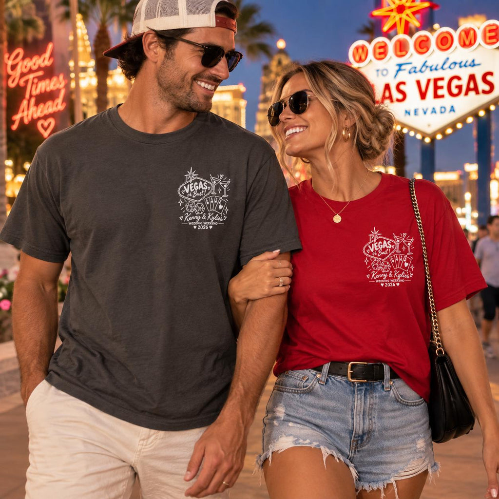 Personalized Vegas Wedding Toss Retro Casino Custom Names Year Custom Wedding Group Tee Kitsch Las Vegas Wedding (3)
