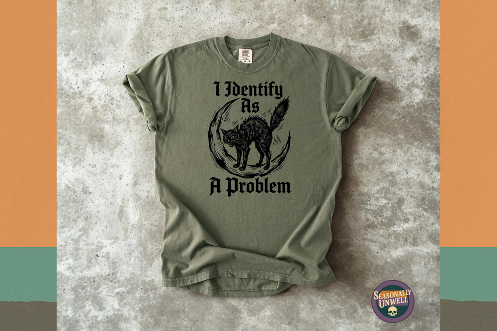Identify Problem Comfort Colors Black Cat Lover Unisex T-shirt, Sweatshirt, Hoodie (1)