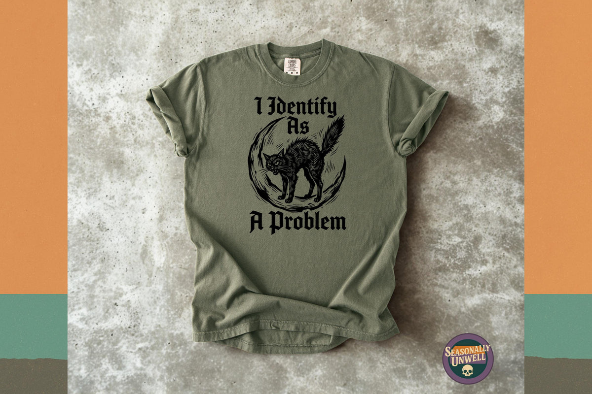 Identify Problem Comfort Colors Black Cat Lover Unisex T-shirt, Sweatshirt, Hoodie (1)