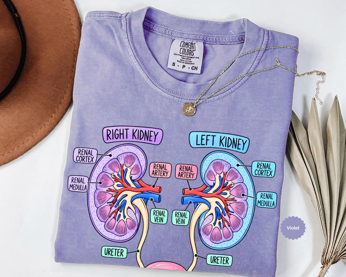 Comfort Colors Kidney Anatomy Urinary System Tee Anatomy Kidneys Medical Student Nephrology Nurse Renal Tee (4)