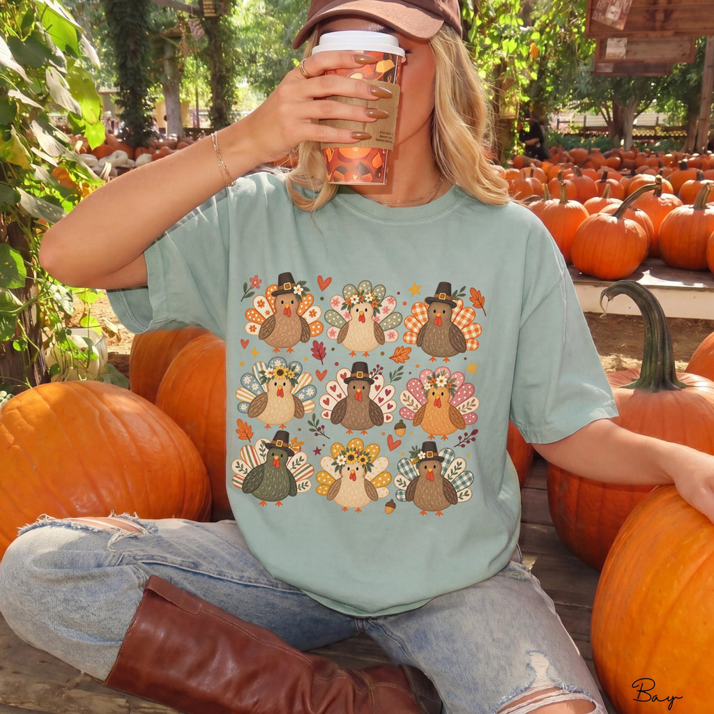 Comfort Colors Boho Turkey Thanksgiving Wild Turkey Tee Give Thanks Preppy Fall 39 Autumn Season (3)