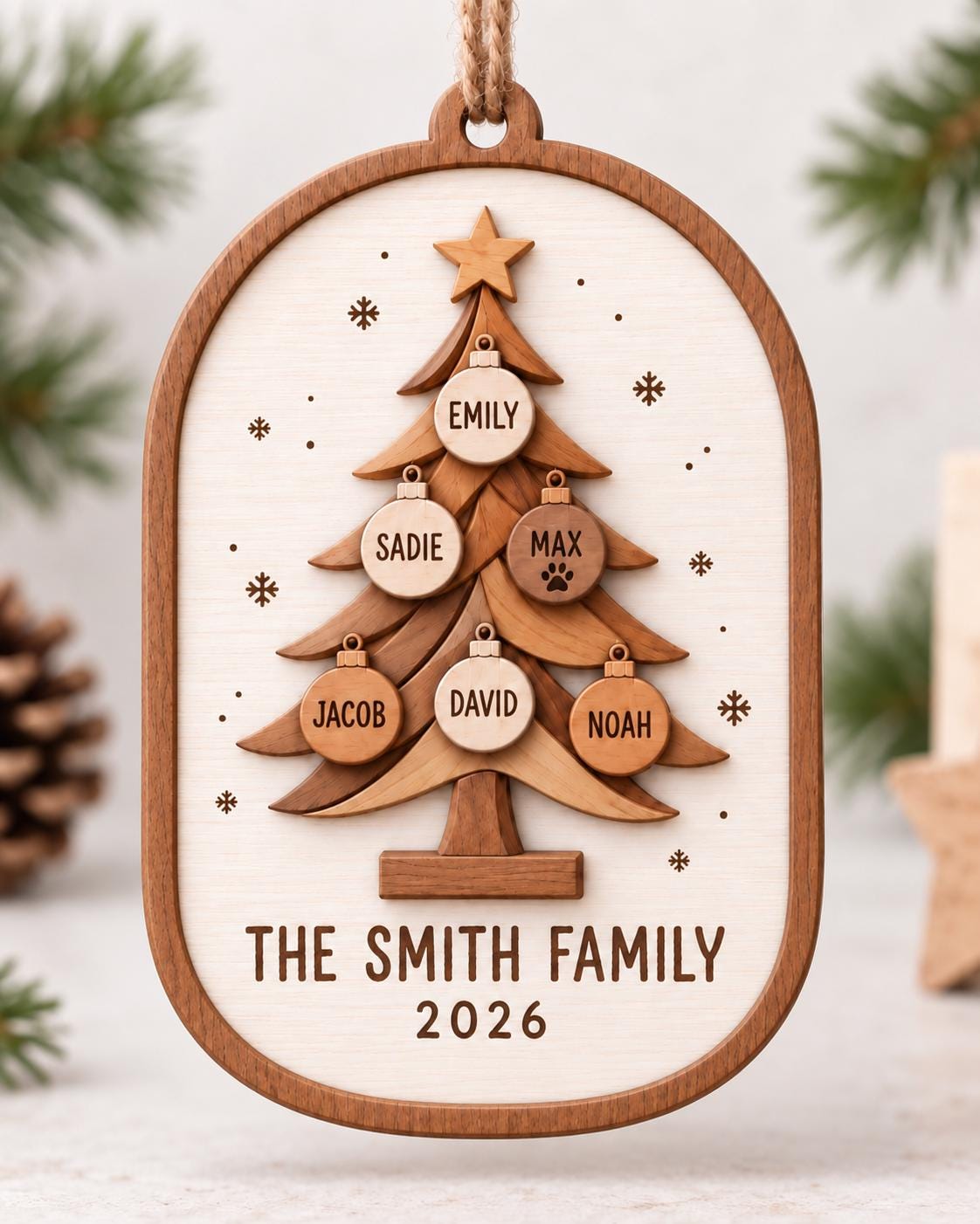 Personalized Family Tree Ornament Pets Family Pet 2026 Christmas Ornament Custom Family Name Dog Cat Family Ft (1)