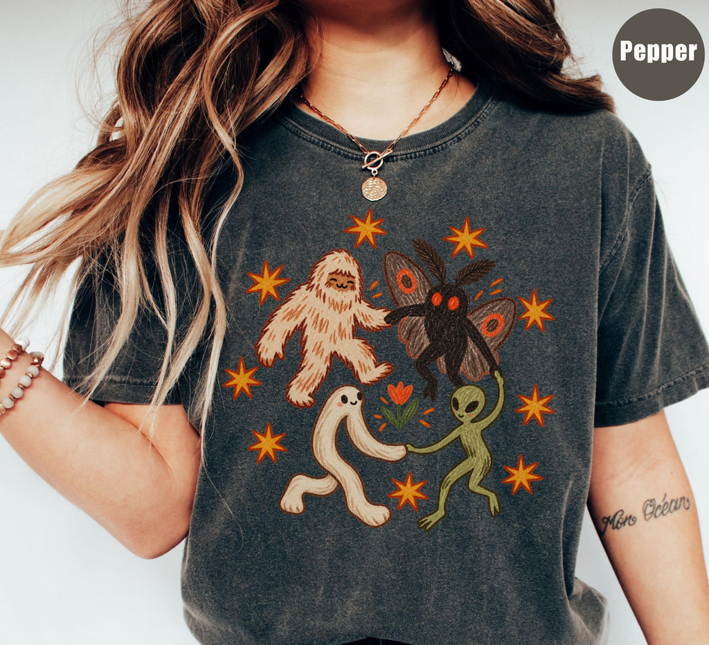 Dancing Cryptids Bigfoot Mothman Alien Fresno Nightcrawler Comfort Colors (1)