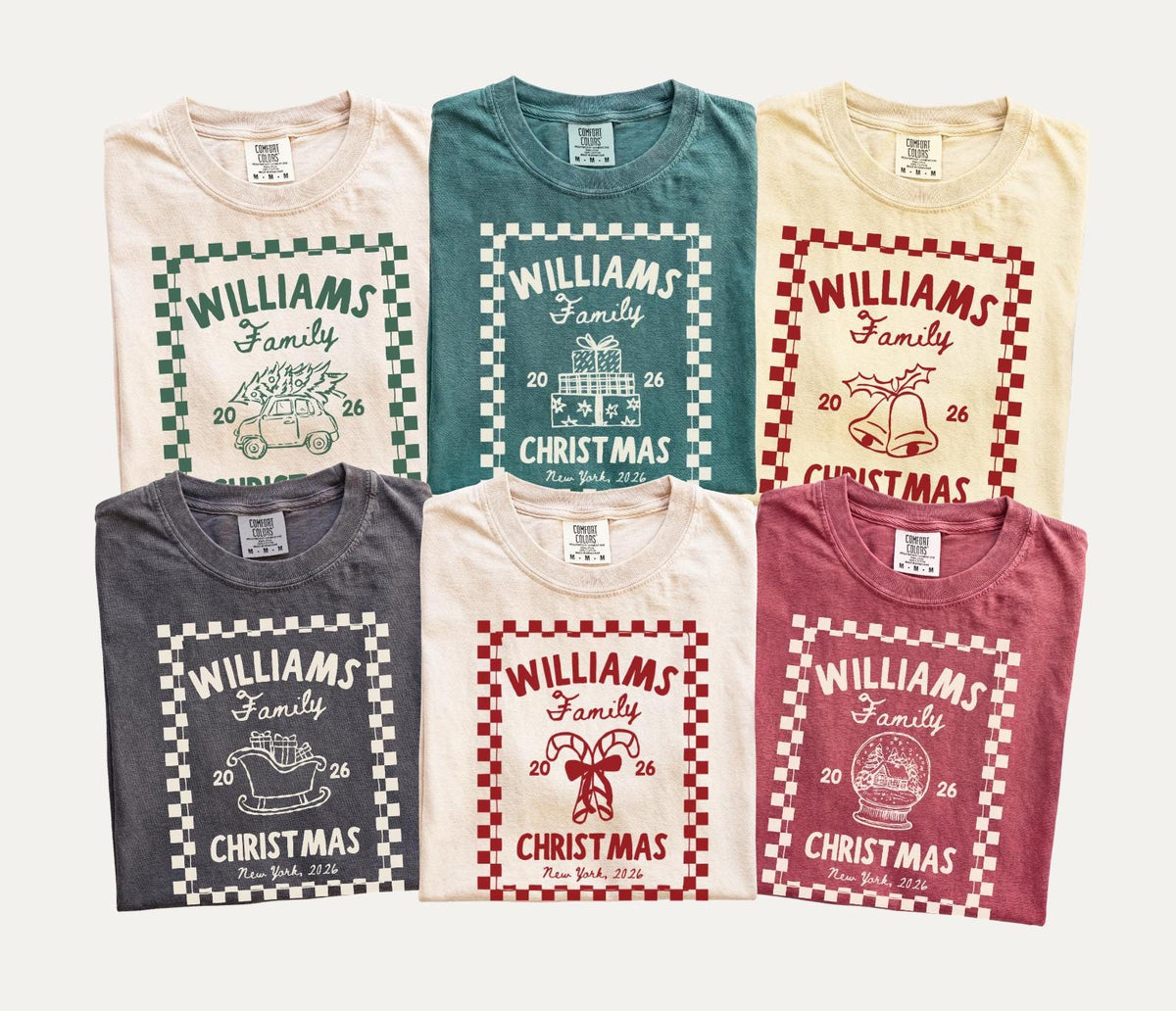 Personalized Christmas Family Custom Christmas Crew Comfort Colors Tee Matching Family Holiday Family Name Christmas (2)