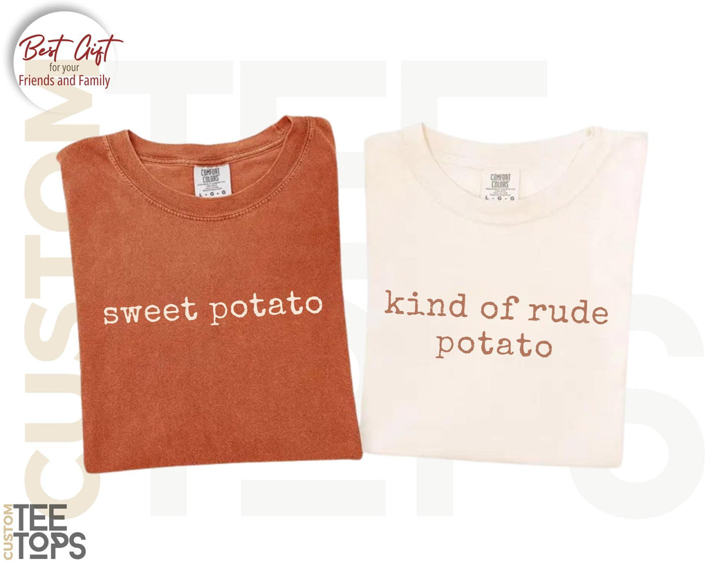 Comfort Colors Thanksgiving Couples Potato Kind Rude Potato Matching Thanksgiving Fall Couple Tees (1)