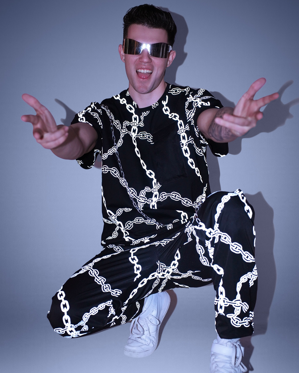 Power Surge Silver Reflective Chain Men's Tee