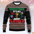It’s All About Jesus Butterfly Plaid Cross Ugly Christmas Sweater