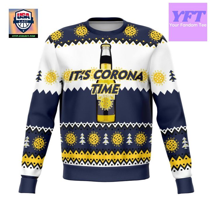 Its Corona Time Funny Meme Design 3d Ugly Christmas Sweater