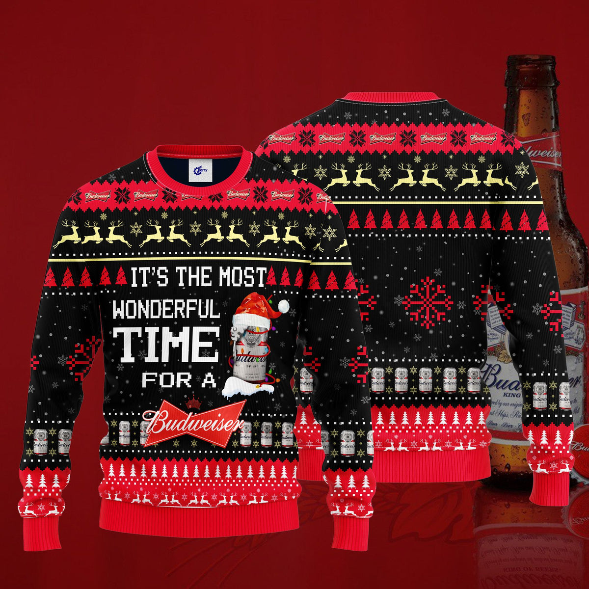 It’S The Most Wonderful Time For A Budweiser Ugly Christmas Sweater
