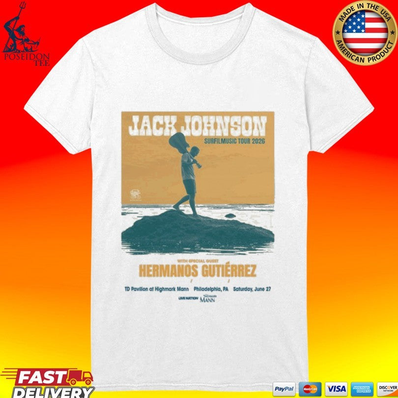 Jack Johnson Surfilmusic Tour Philadelphia Pa June 27 2026 T-shirt