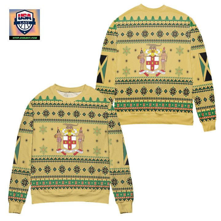 Jamaica Motto Out Of Many One People Snowflake Pattern Ugly Christmas Sweater
