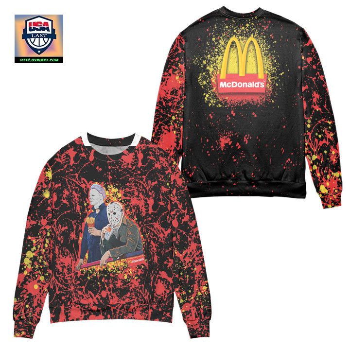 Jason Voorhees And Michael Myers Mc Donalds Ugly Christmas Sweater