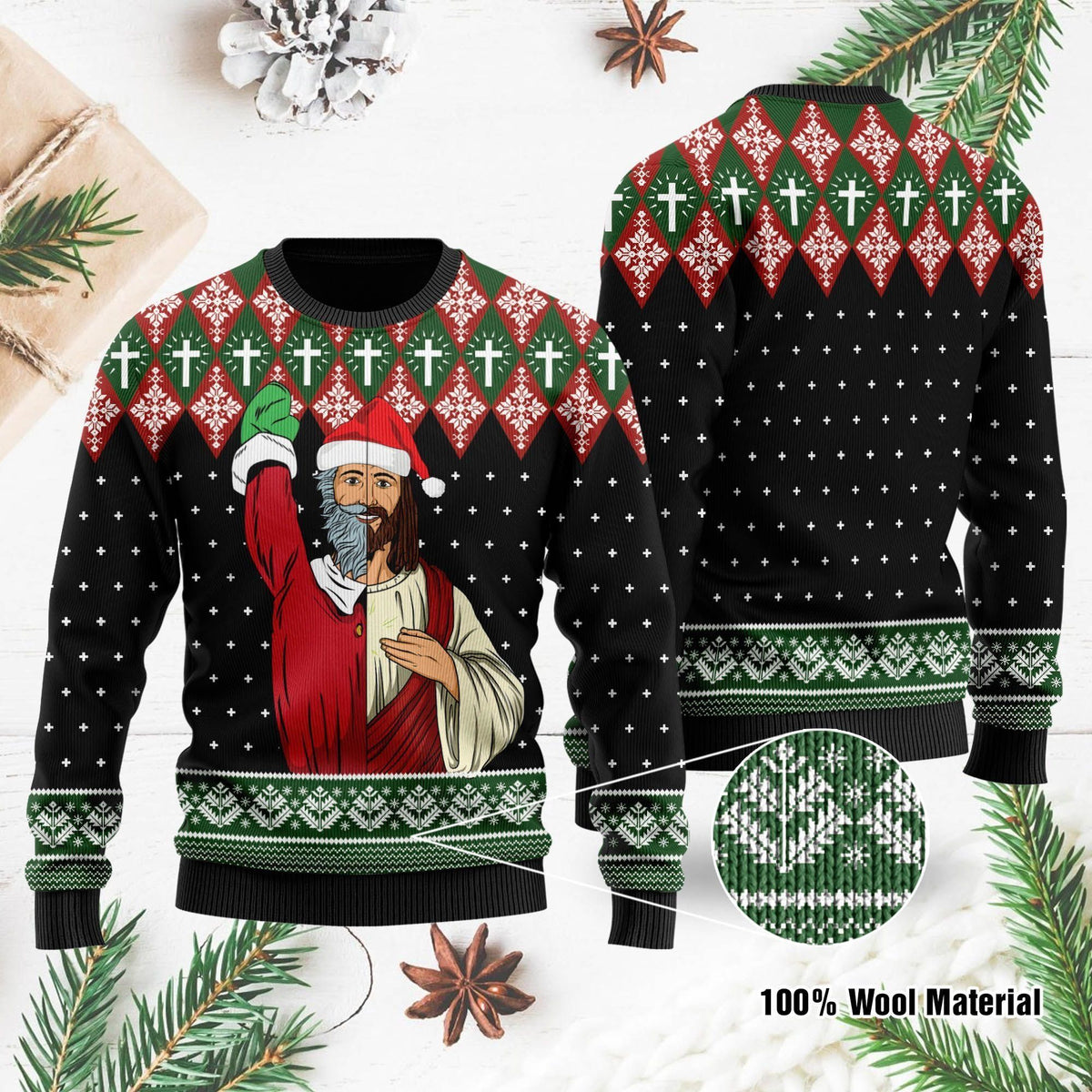Jesus And Santa Claus Ugly Christmas Sweater For Jesus And Santa Lovers On Christmas Days