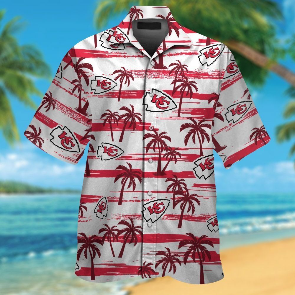 Kansas City Chiefs Short Sleeve Button Up Tropical Hawaiian Shirt VER010
