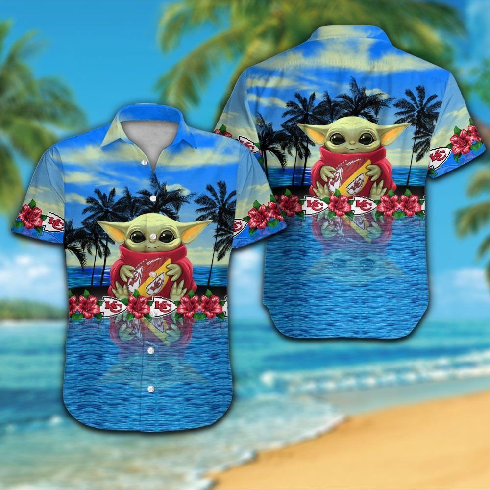 Kansas City Chiefs Short Sleeve Button Up Tropical Hawaiian Shirt VER016