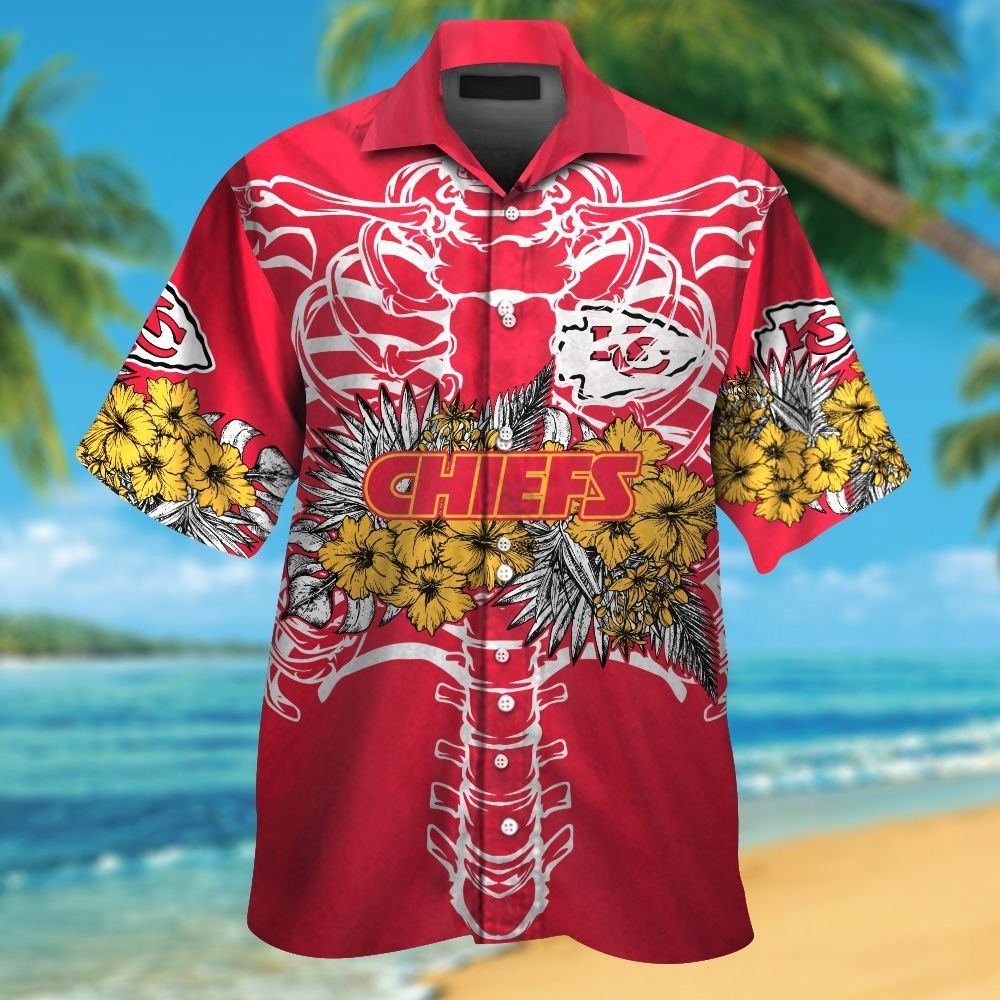 Kansas City Chiefs Short Sleeve Button Up Tropical Hawaiian Shirt VER019