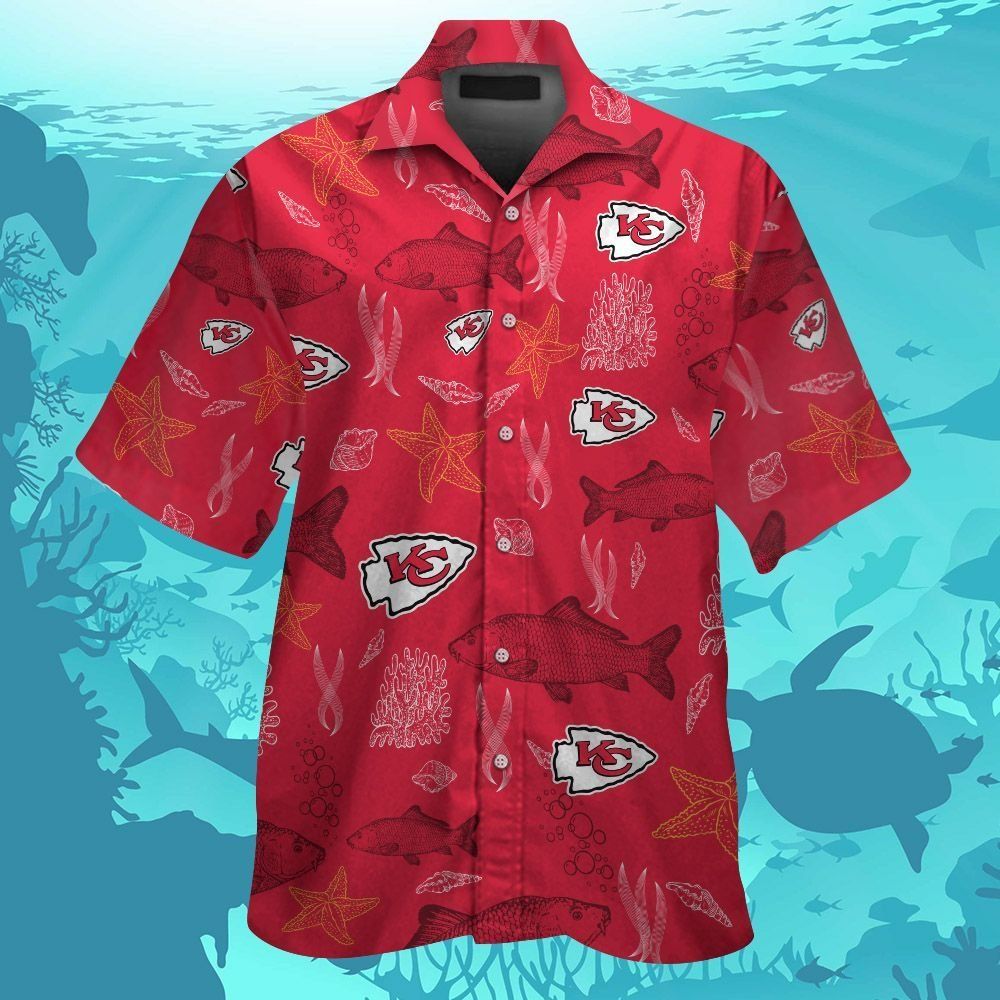 Kansas City Chiefs Short Sleeve Button Up Tropical Hawaiian Shirt VER03