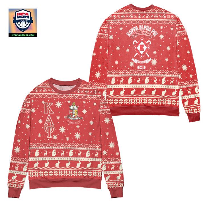 Kappa Alpha Psi Kay Logo Snowflakes Pattern Ugly Christmas Sweater