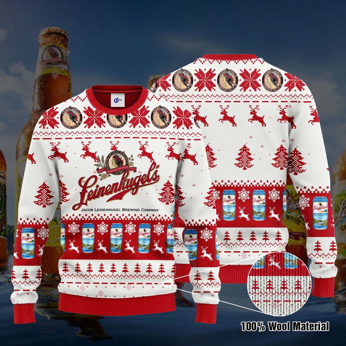 Leinenkugels 3D Print Ugly Christmas Sweater, Hoodie, Zip Hoodie, Bomber Jacket