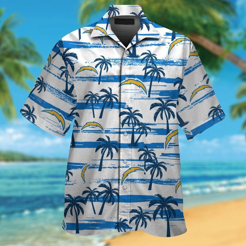 Los Angeles Chargers Short Sleeve Button Up Tropical Hawaiian Shirt VER017