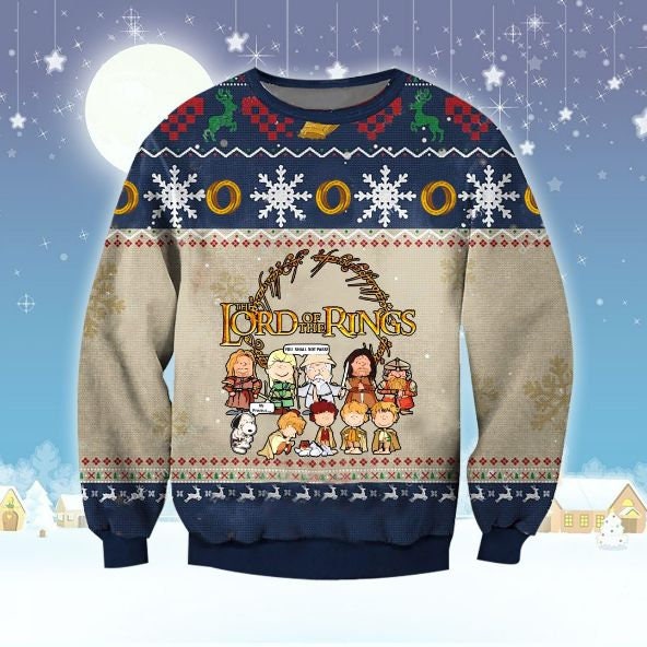 LOTR Peanuts Movie Knitted Sweater Ugly Christmas Sweater