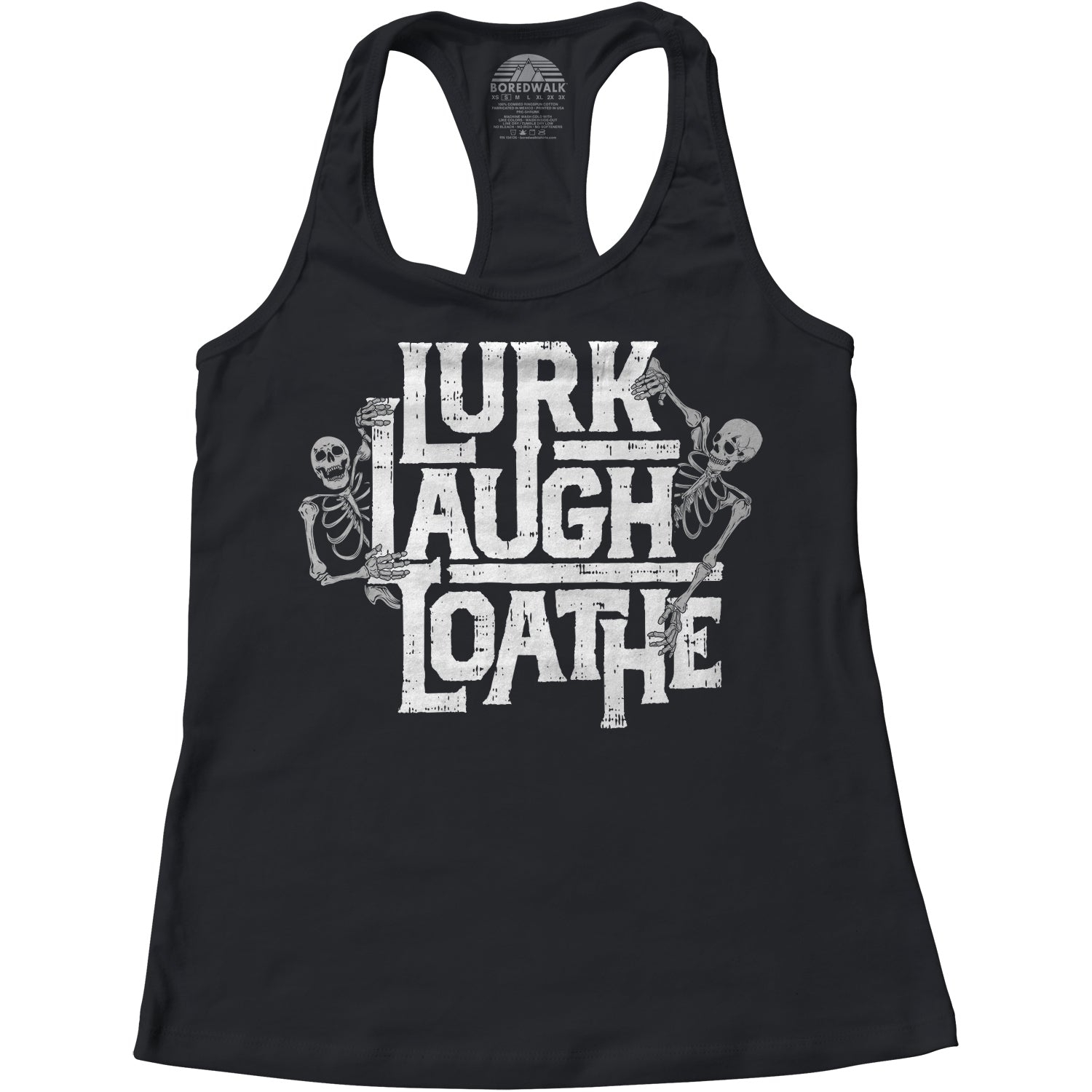 Women's Lurk Laugh Loathe Racerback Tank Top