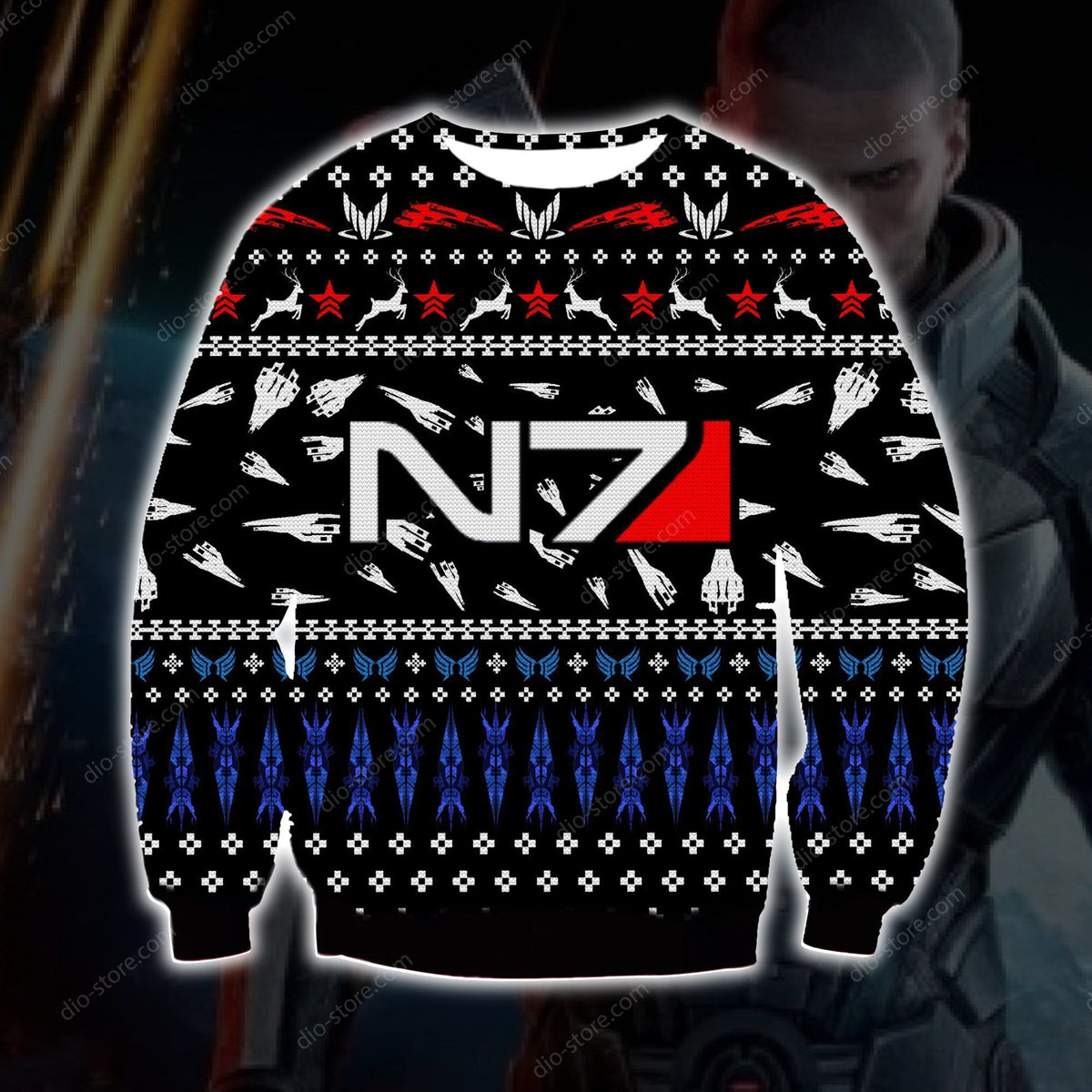 Mass Effect N7 Knitting Pattern 3D Print Ugly Christmas Sweater