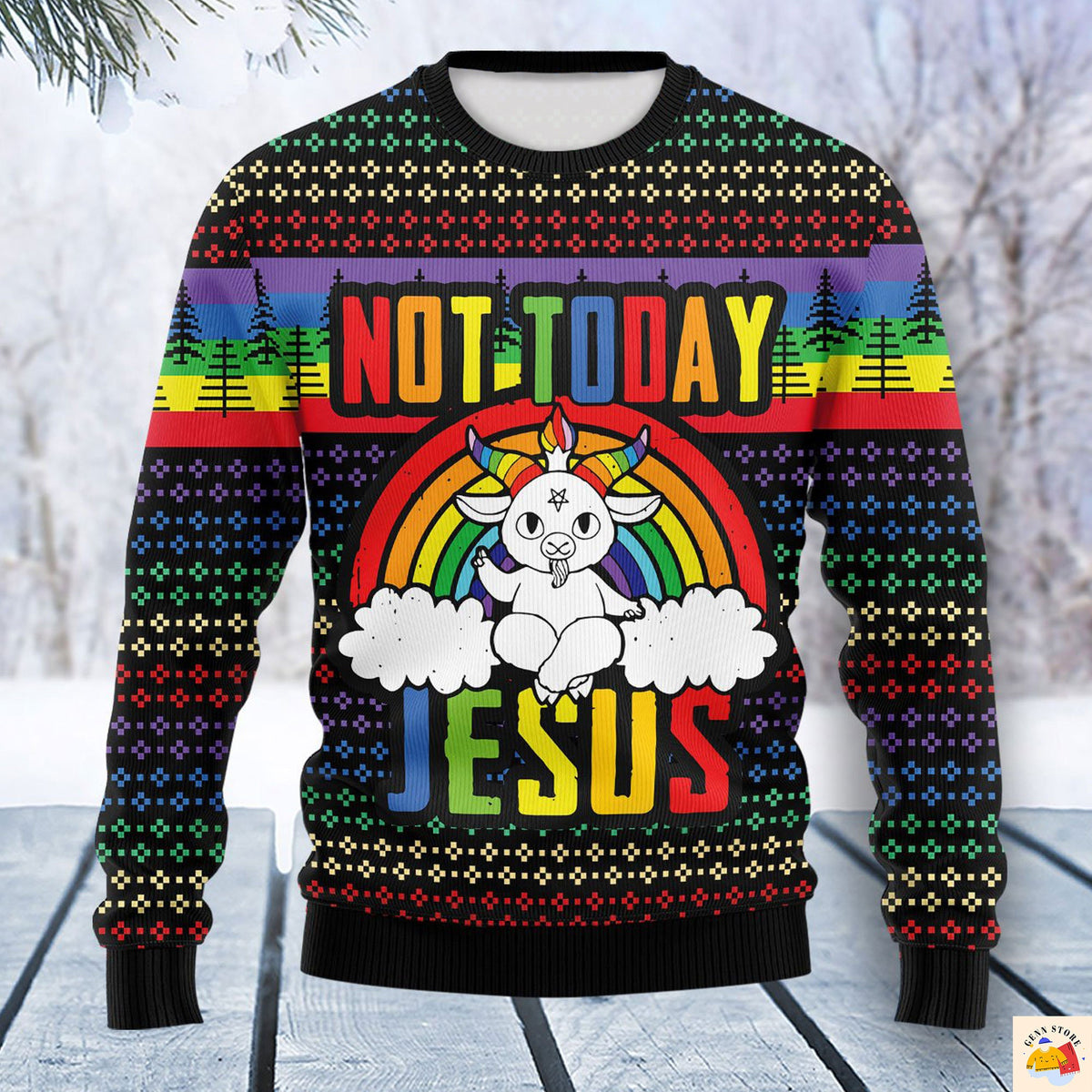 Men’s Not Today Jesus Ugly Christmas Sweater
