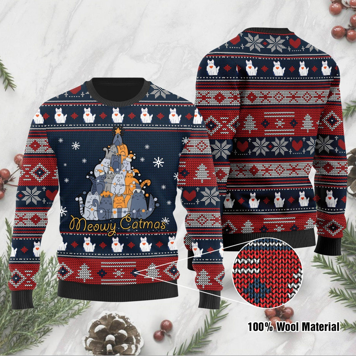 Meowy Catmas Christmas Cats Tree Ugly Christmas Sweater For Cat Lovers On Christmas Days