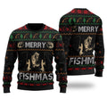 Merry Fishmas Fishing Image Fish Noel Pattern Ugly Christmas Sweater For Fishermen Lovers On Christmas Days
