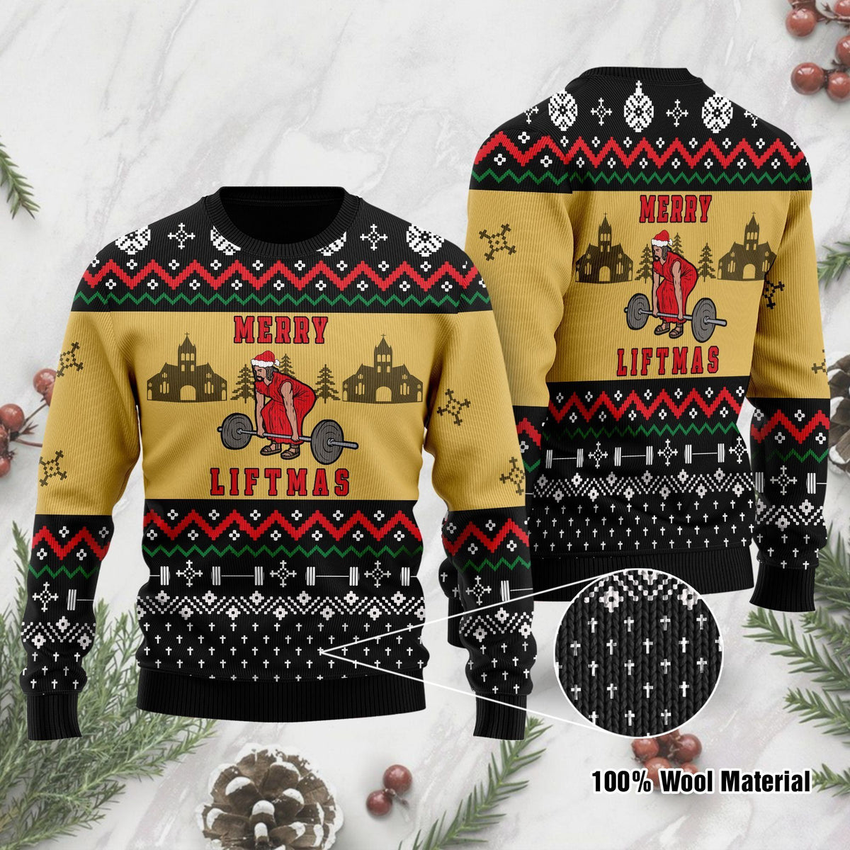 Merry Liftmas Jesus Funny Ugly Christmas Sweater For Jesus And Weightlifting Lovers On Christmas Days