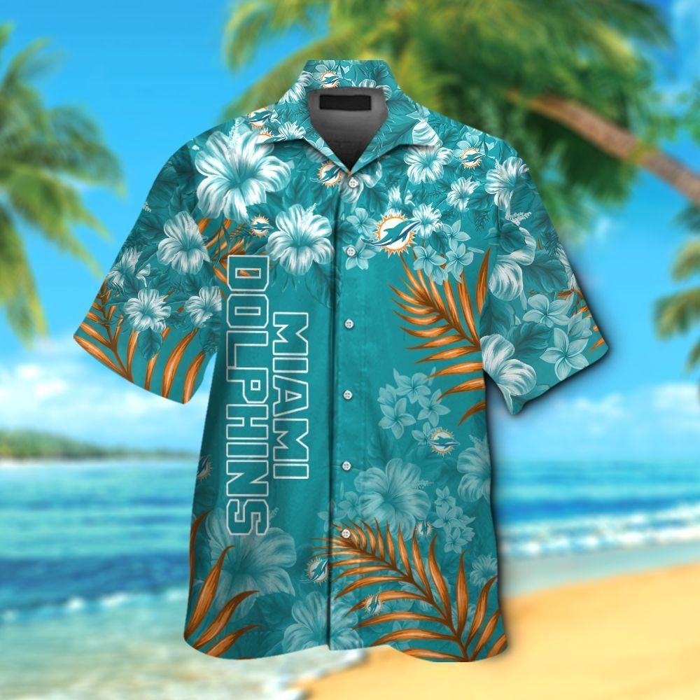 Miami Dolphins Short Sleeve Button Up Tropical Hawaiian Shirt VER012