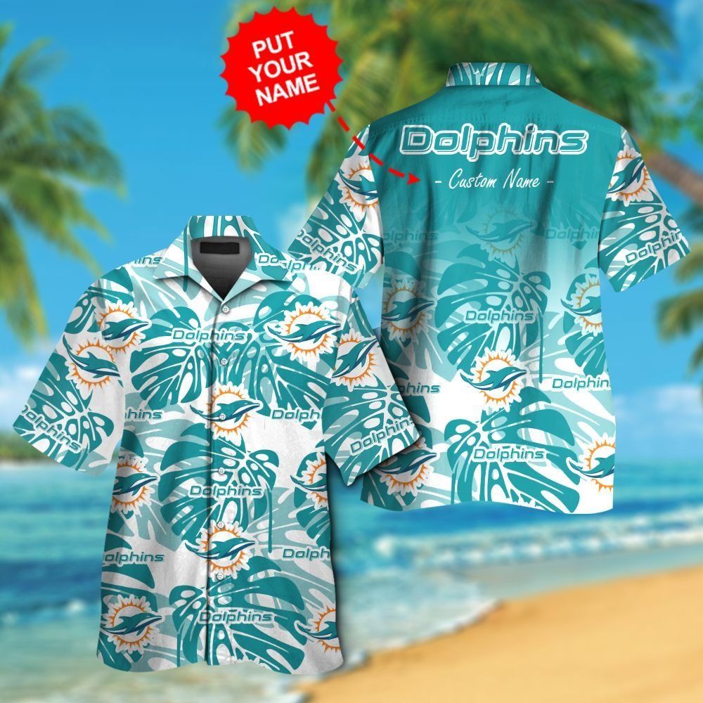 Miami Dolphins Short Sleeve Button Up Tropical Hawaiian Shirt VER015