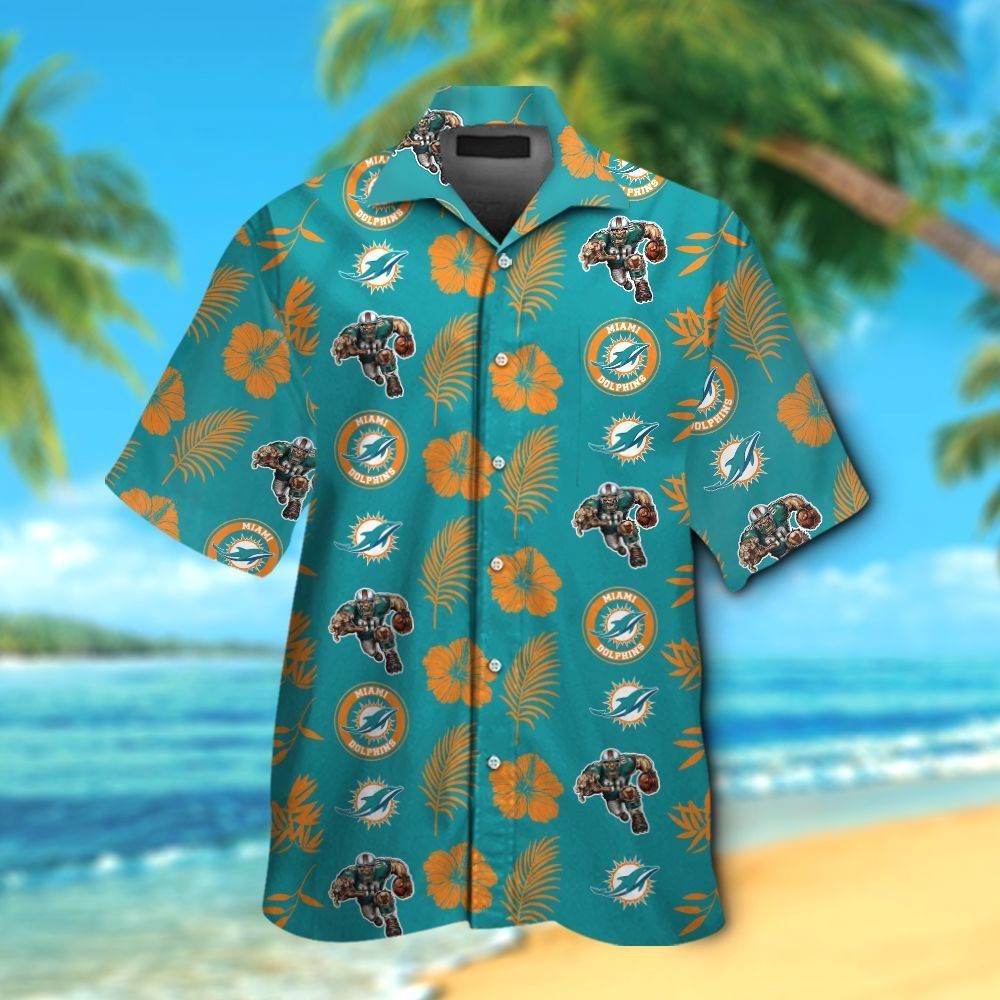 Miami Dolphins Short Sleeve Button Up Tropical Hawaiian Shirt VER06