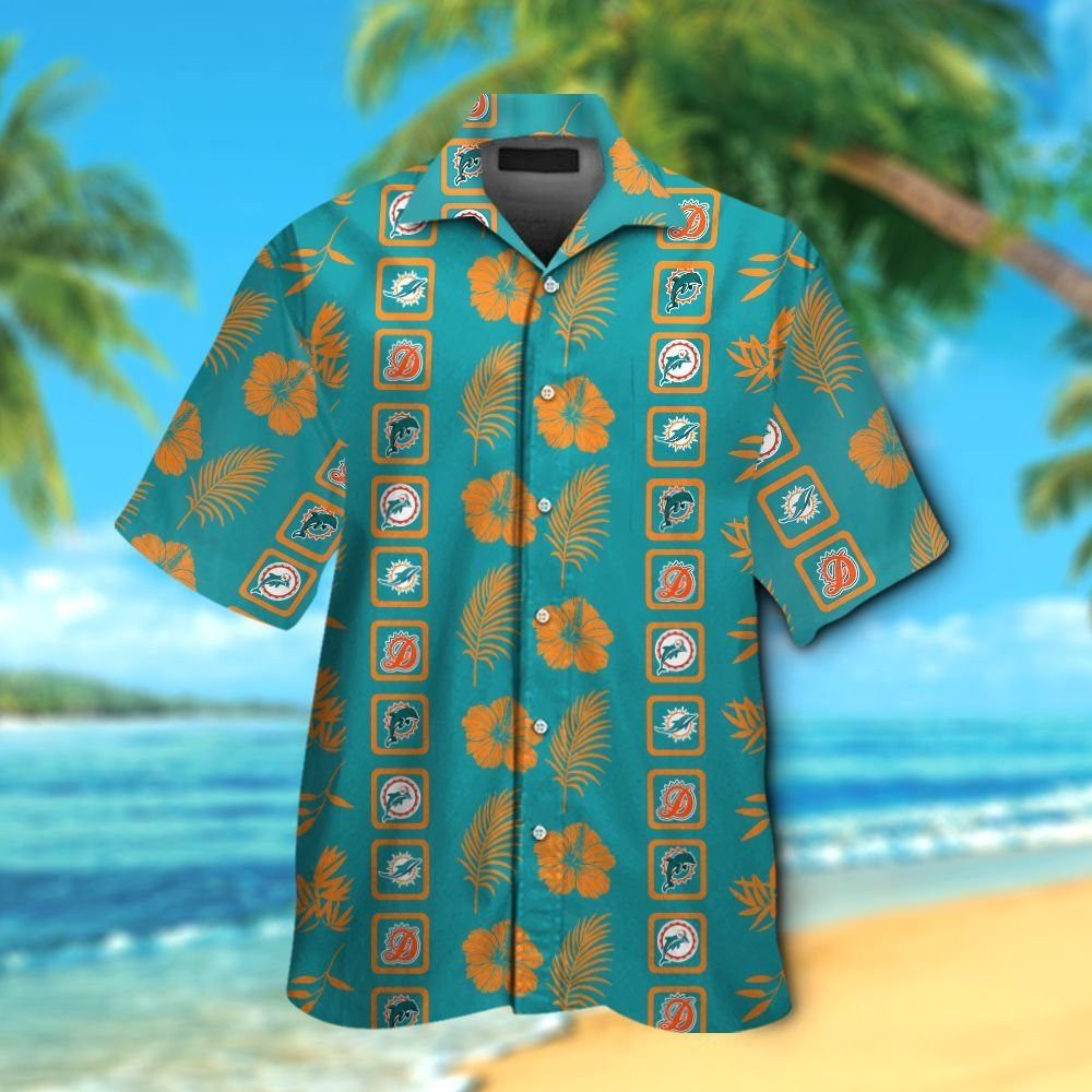 Miami Dolphins Short Sleeve Button Up Tropical Hawaiian Shirt VER07