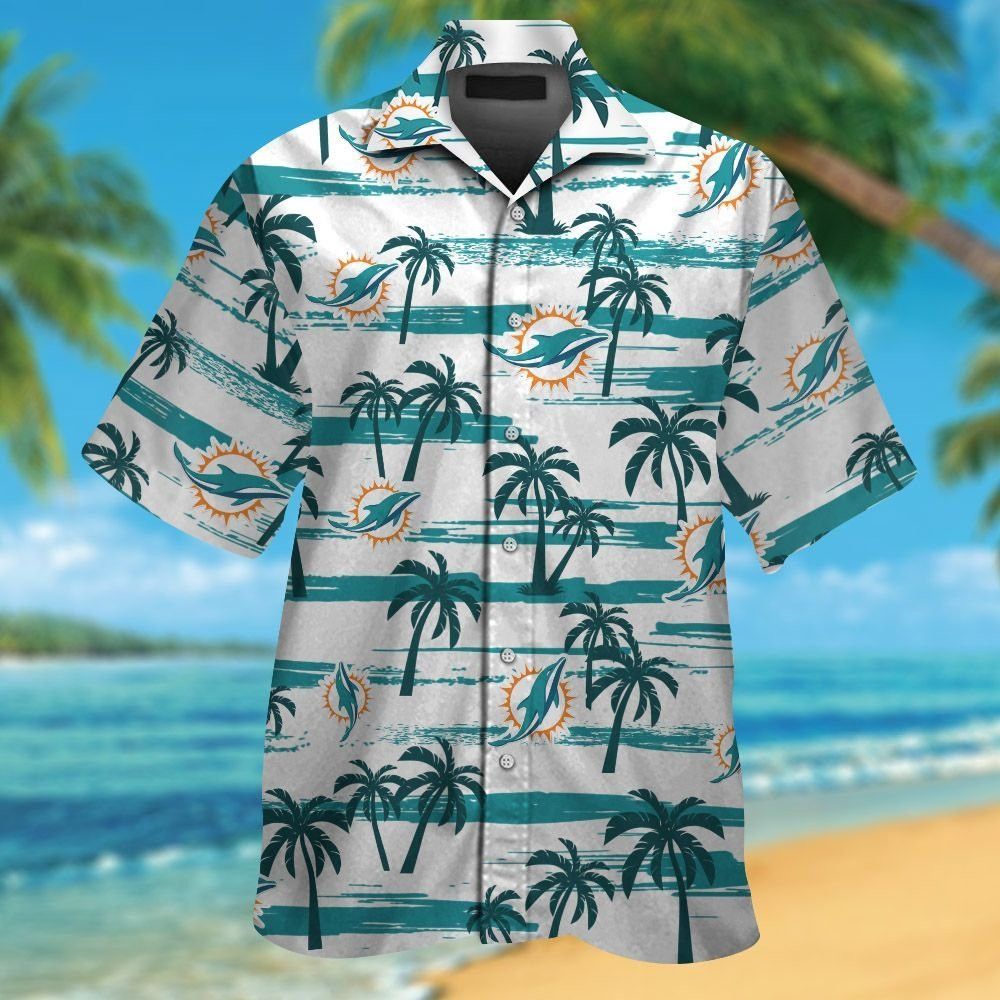 Miami Dolphins Short Sleeve Button Up Tropical Hawaiian Shirt VER08