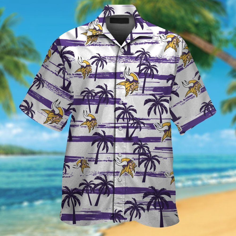Minnesota Vikings Short Sleeve Button Up Tropical Hawaiian Shirt VER020