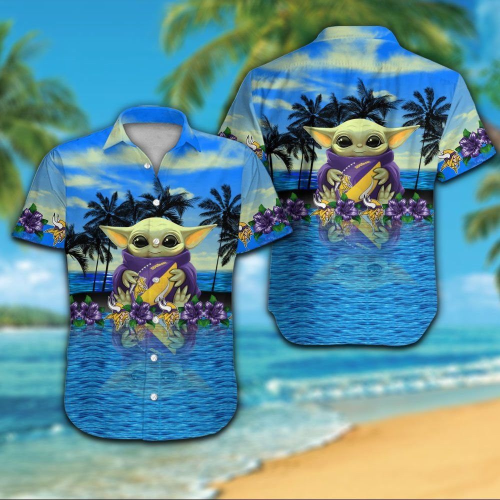 Minnesota Vikings Short Sleeve Button Up Tropical Hawaiian Shirt VER025