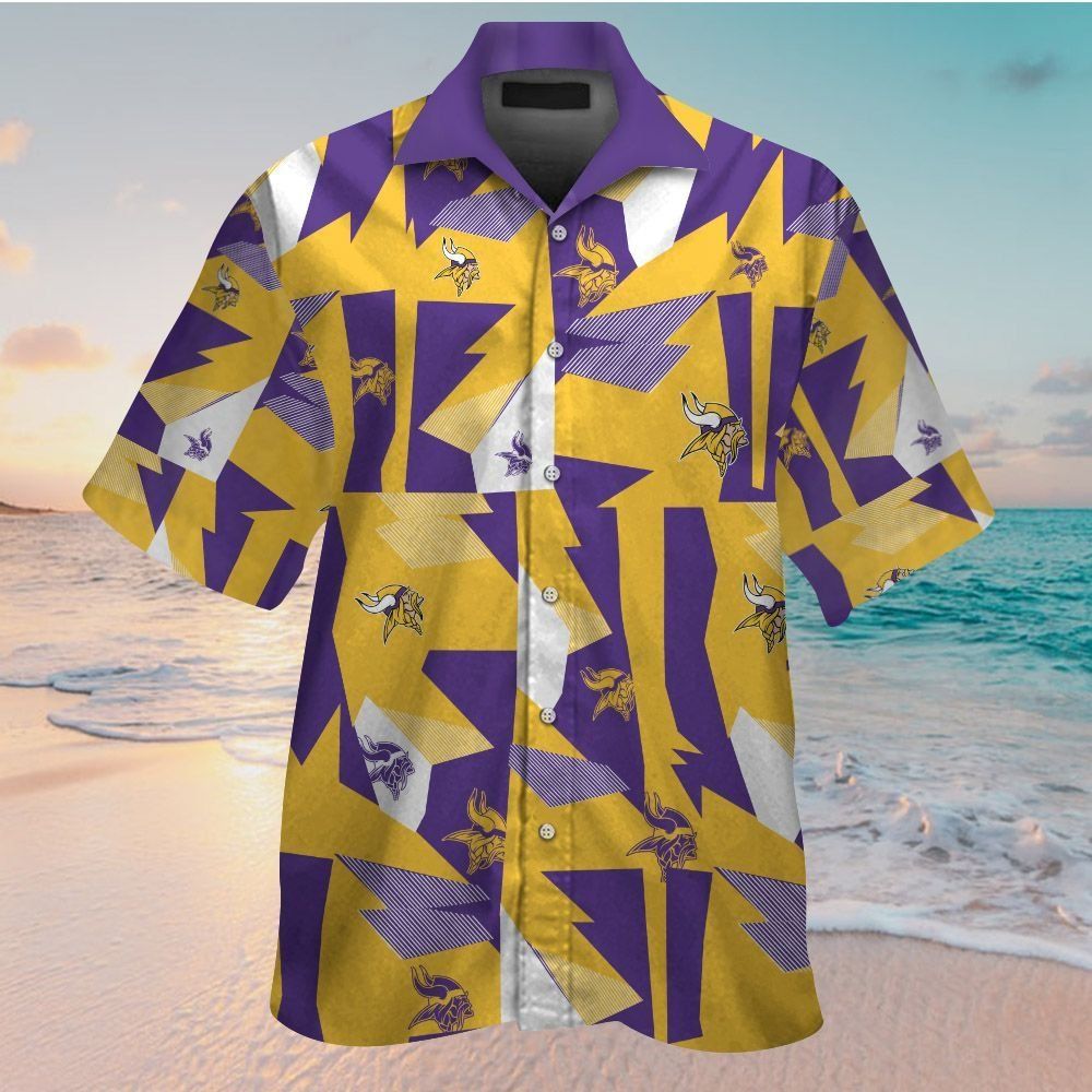 Minnesota Vikings Short Sleeve Button Up Tropical Hawaiian Shirt VER028