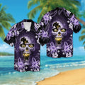 Minnesota Vikingsskull Short Sleeve Button Up Tropical Hawaiian Shirt VER02